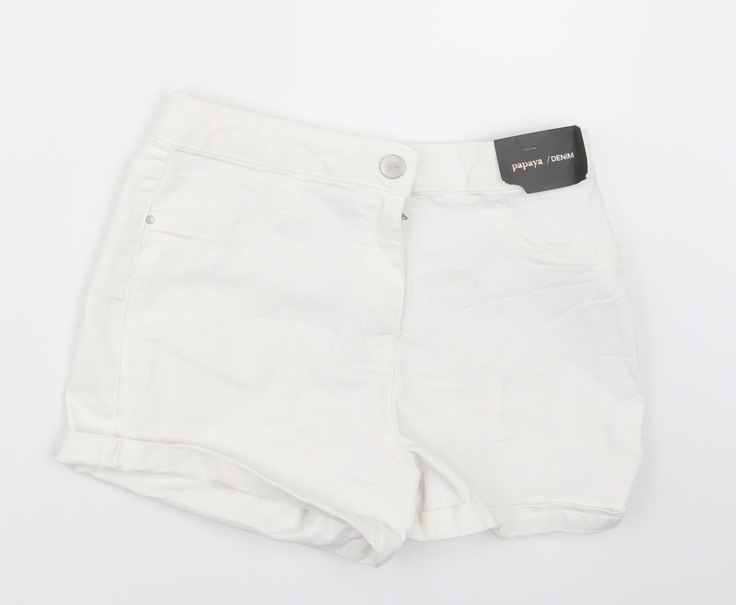 Papaya Womens White  Denim Hot Pants Shorts Size 10