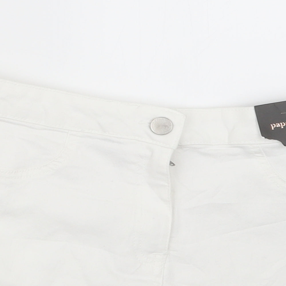 Papaya Womens White  Denim Hot Pants Shorts Size 10