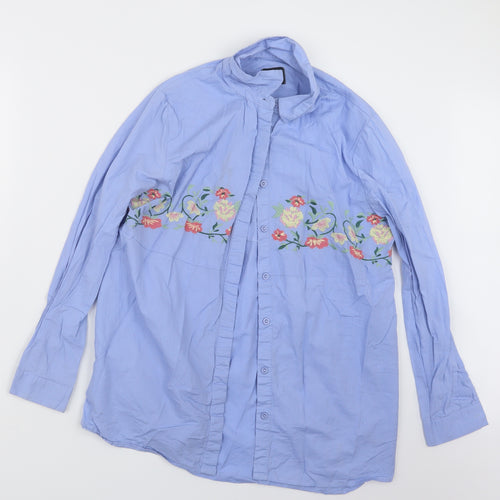 B. You Womens Blue   Basic Button-Up Size 12