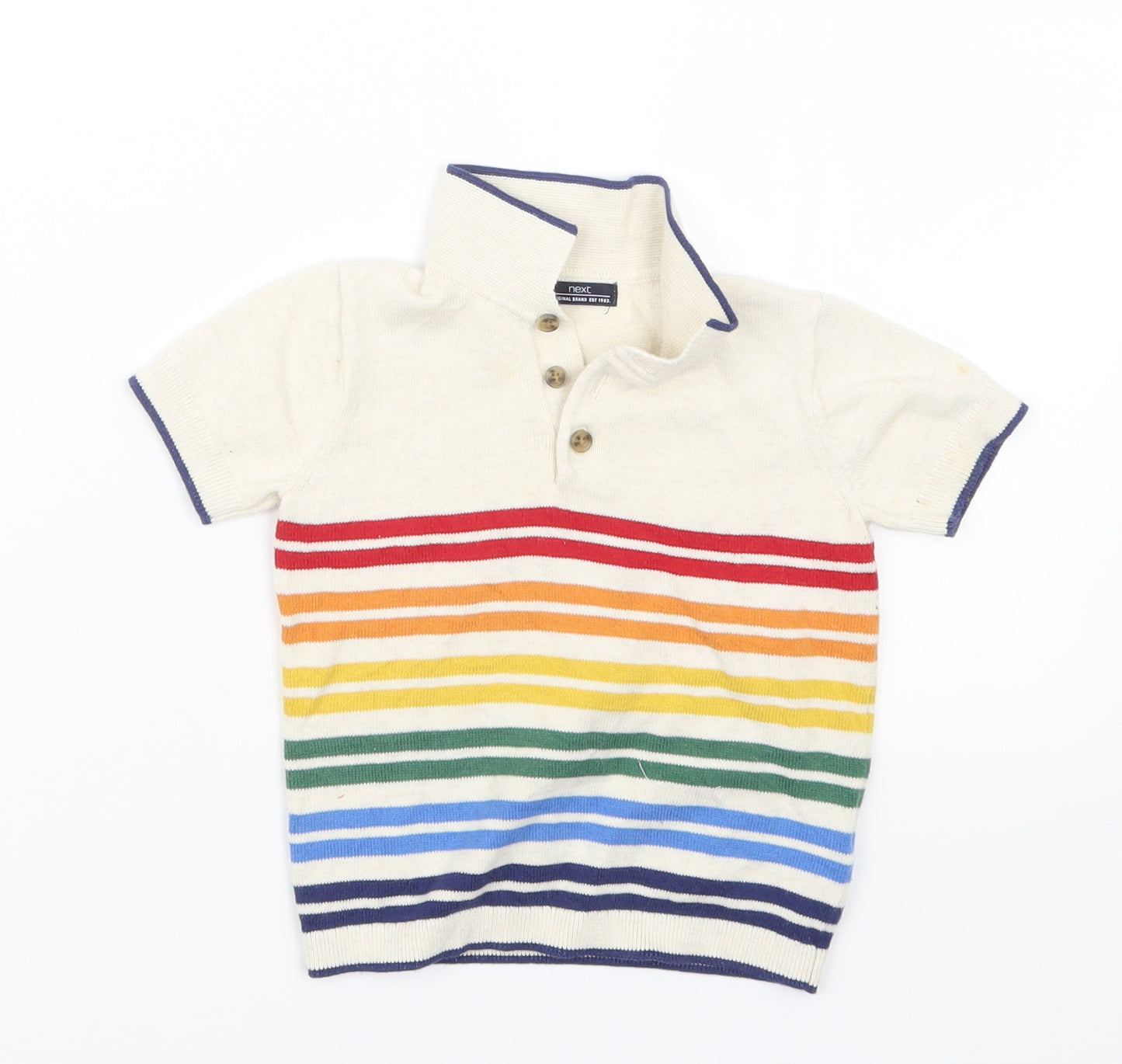 NEXT Boys Beige Striped  Basic Polo Size 9-12 Months