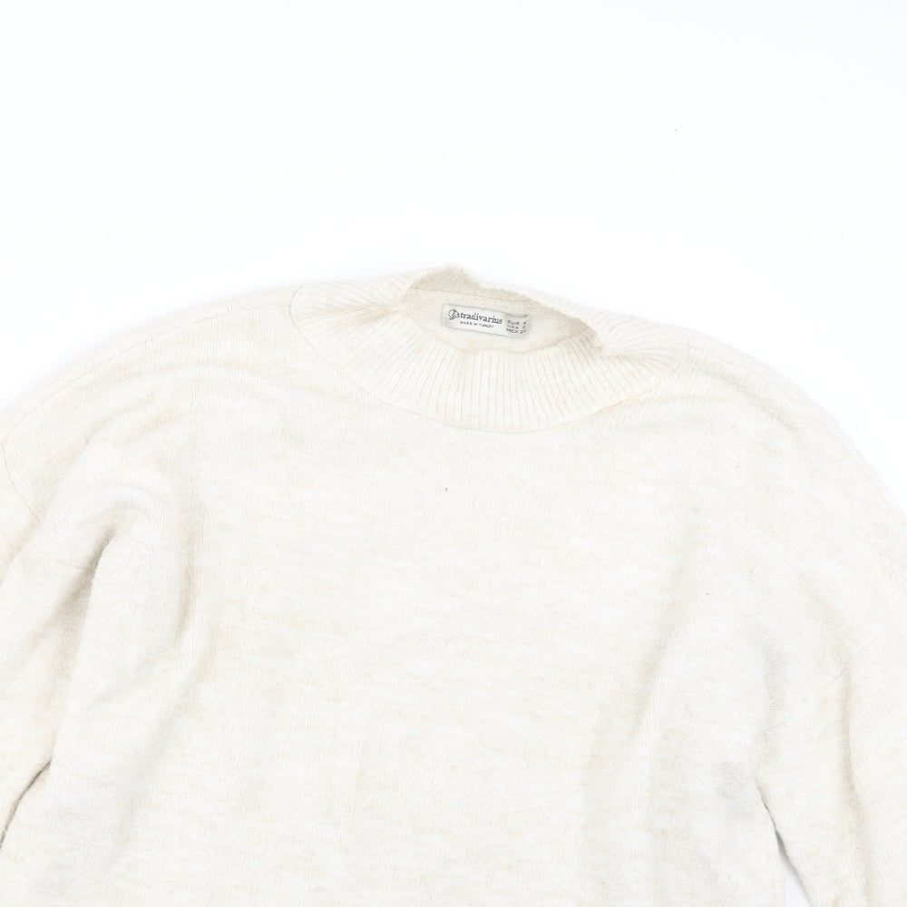 Stradivarius Womens White  Knit Pullover Jumper Size S