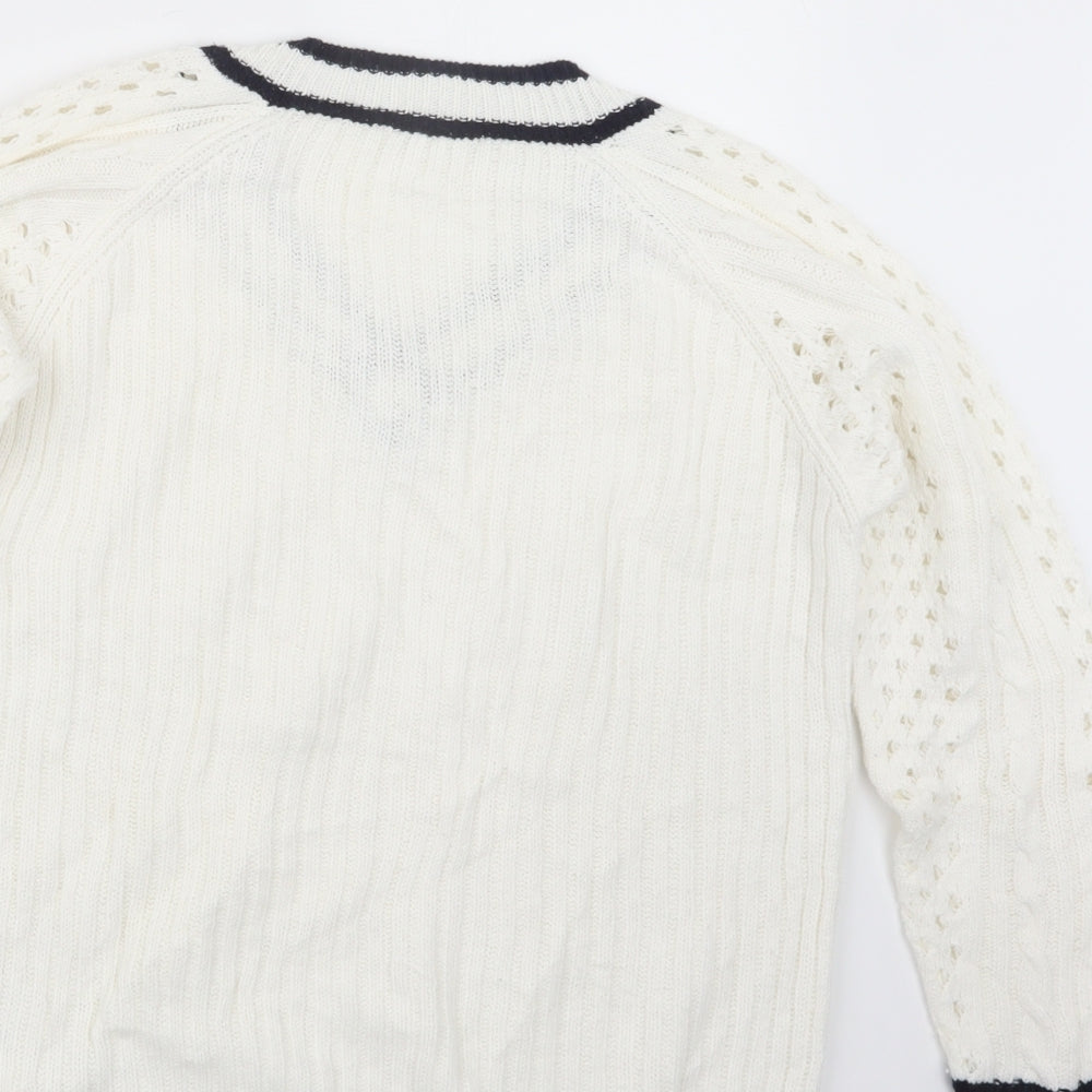 TU Womens White  Knit Pullover Jumper Size 12