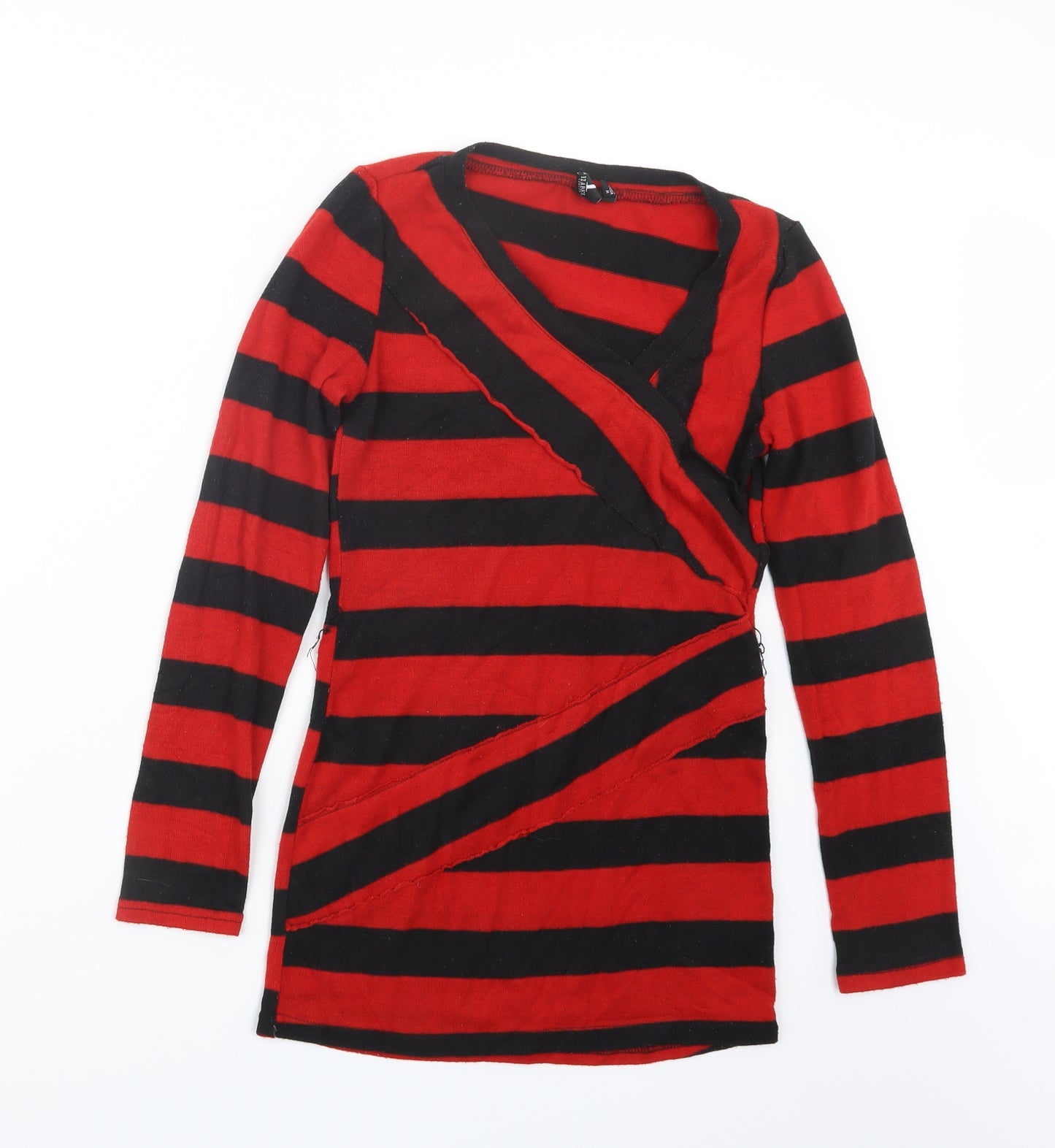 Izabel London Womens Red Striped Knit Pullover Jumper Size 10