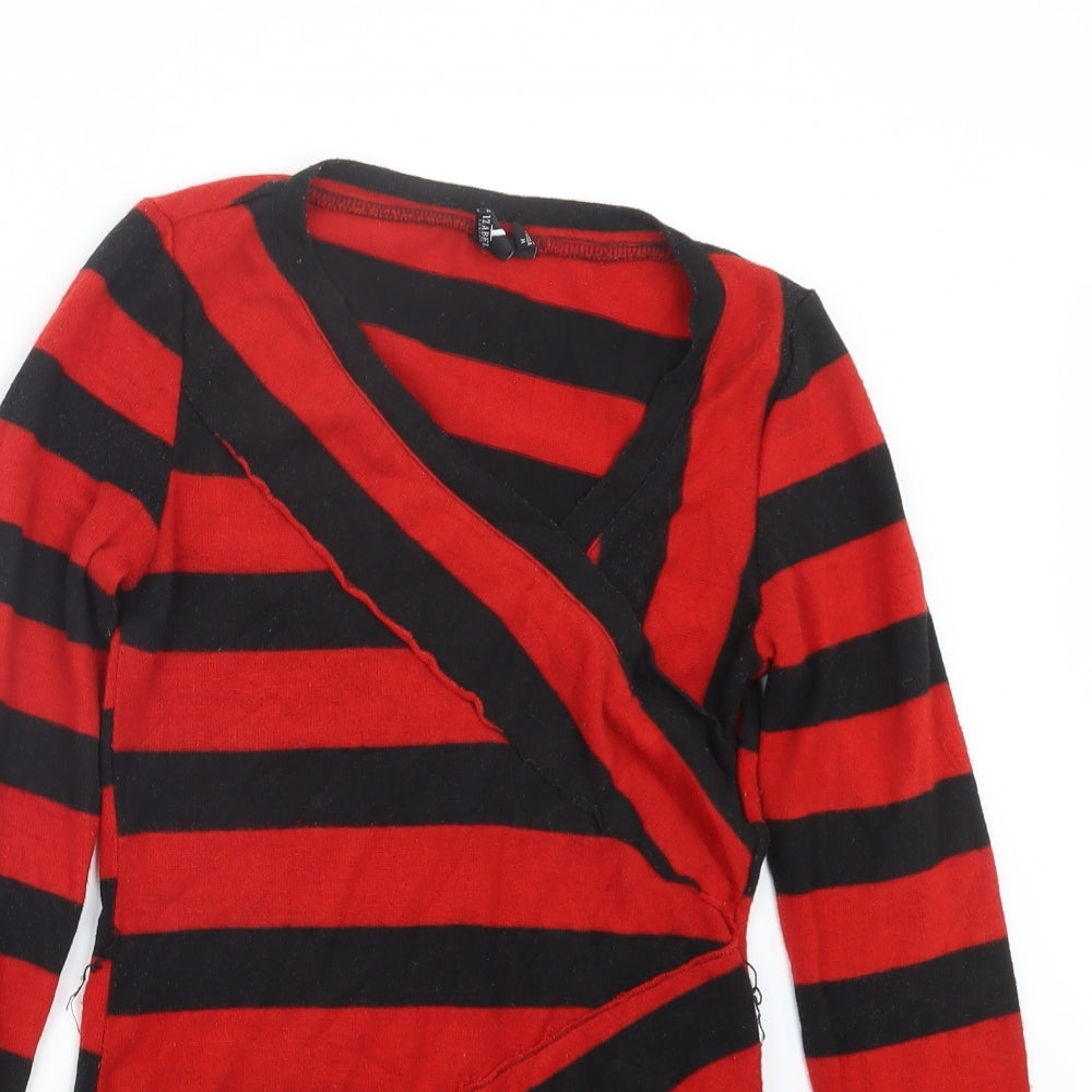 Izabel London Womens Red Striped Knit Pullover Jumper Size 10