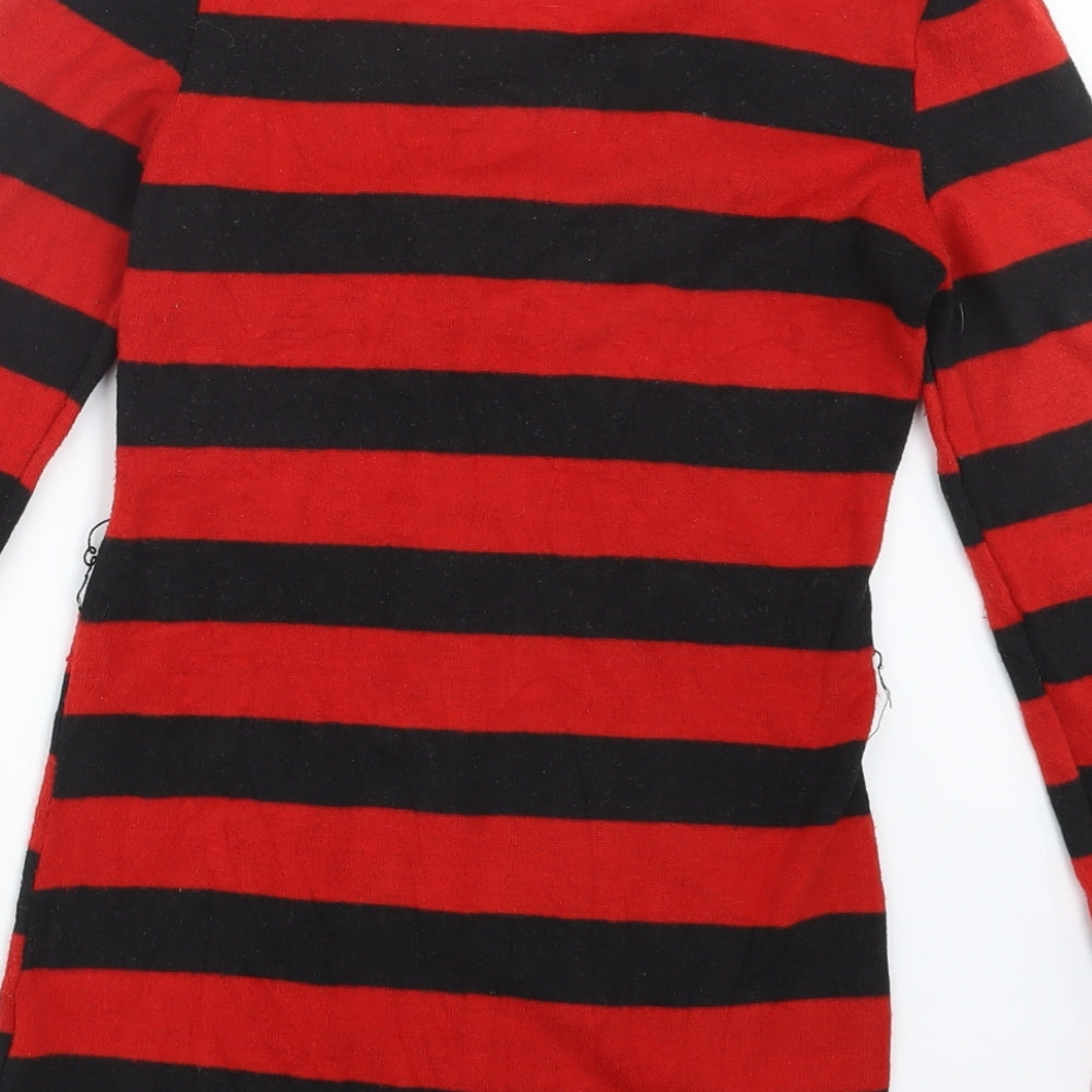 Izabel London Womens Red Striped Knit Pullover Jumper Size 10