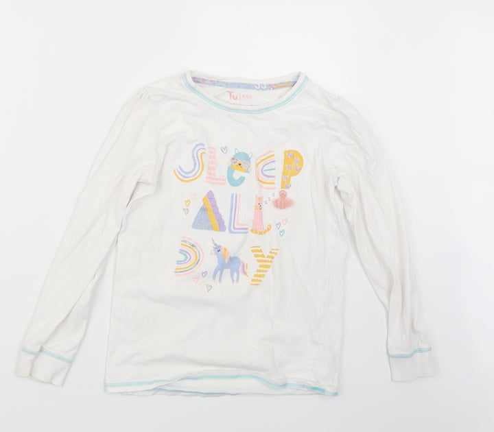 TU Girls White Geometric  Top Pyjama Set Size 11-12 Years