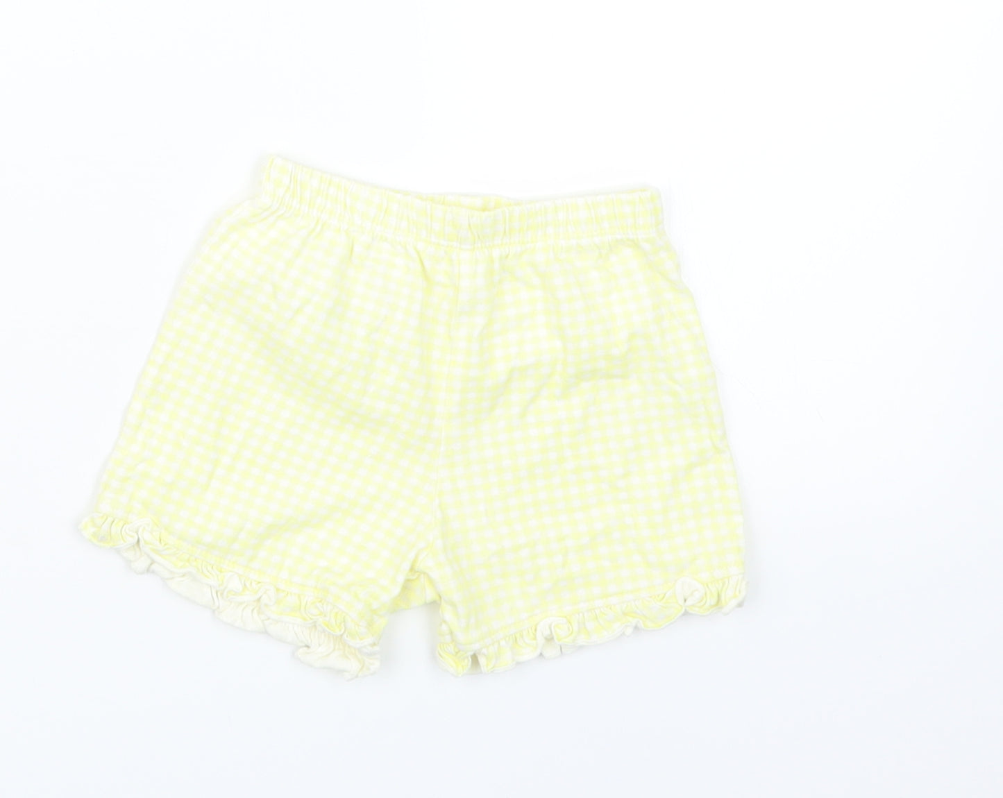 Nutmeg Girls Yellow Gingham  Cropped Trousers Size 12-18 Months