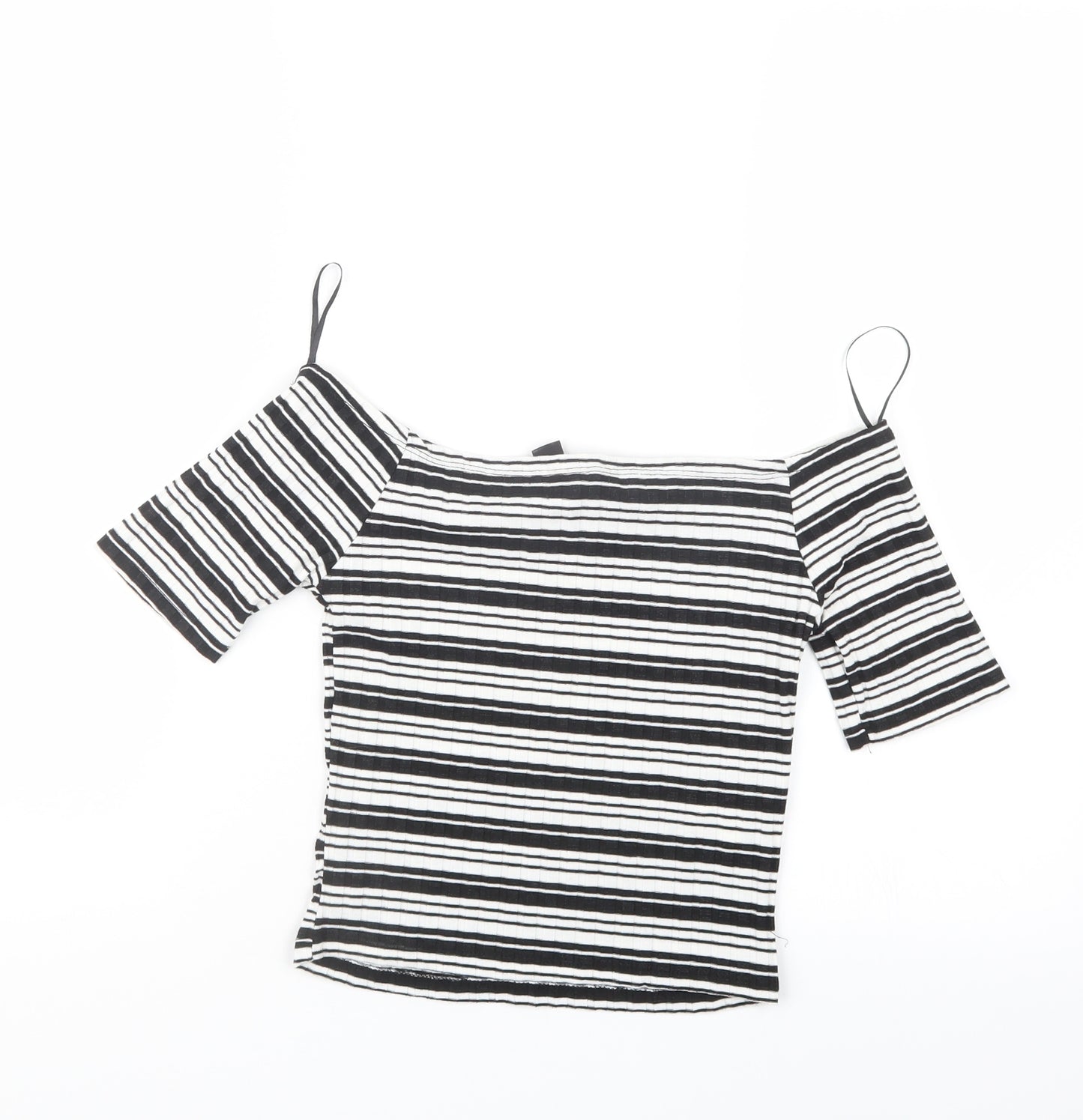 Atmosphere Womens Black Striped  Cropped T-Shirt Size 10