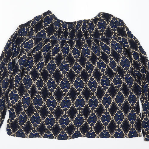 VERO MODA Womens Blue Geometric  Basic Blouse Size S