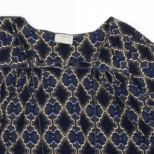 VERO MODA Womens Blue Geometric  Basic Blouse Size S