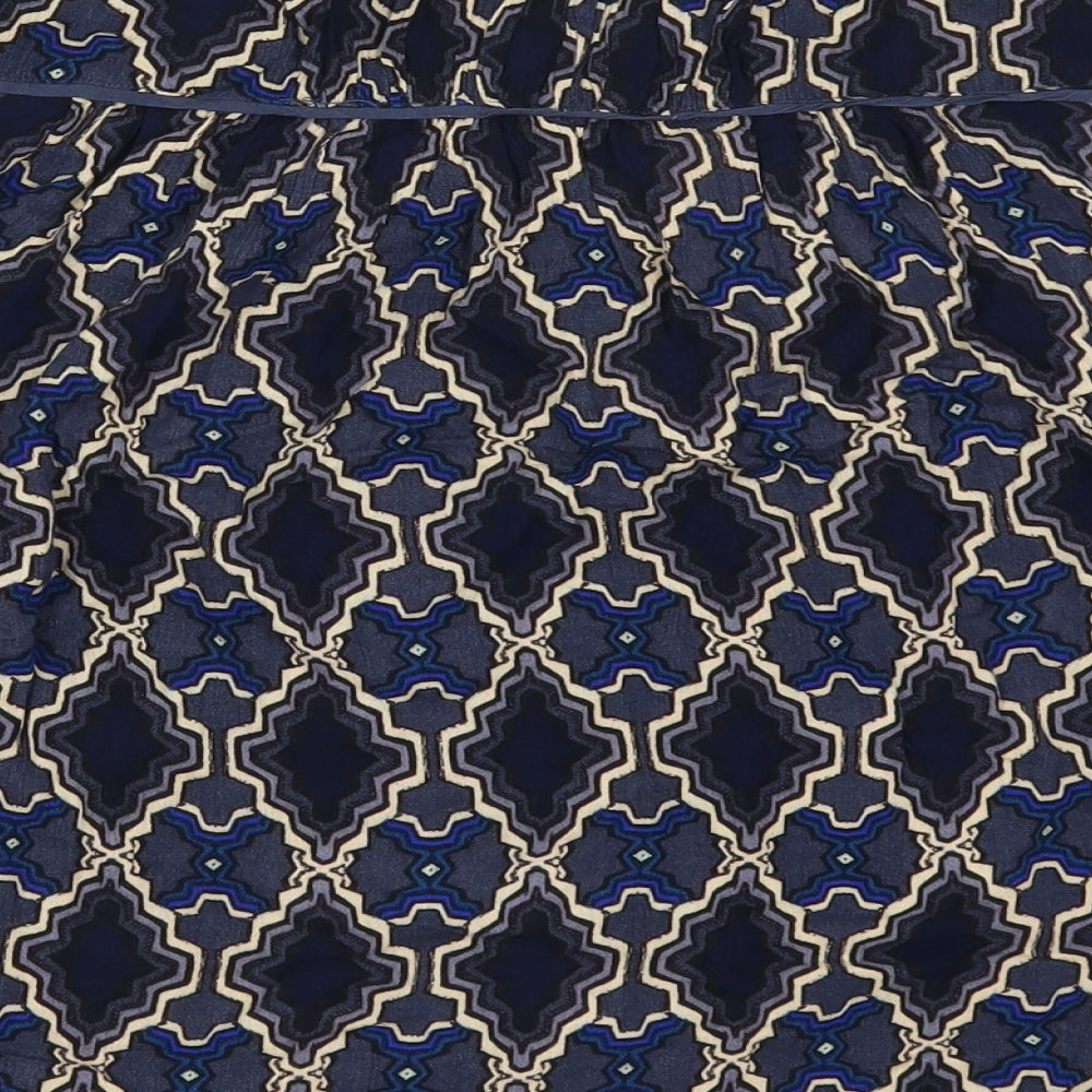 VERO MODA Womens Blue Geometric  Basic Blouse Size S