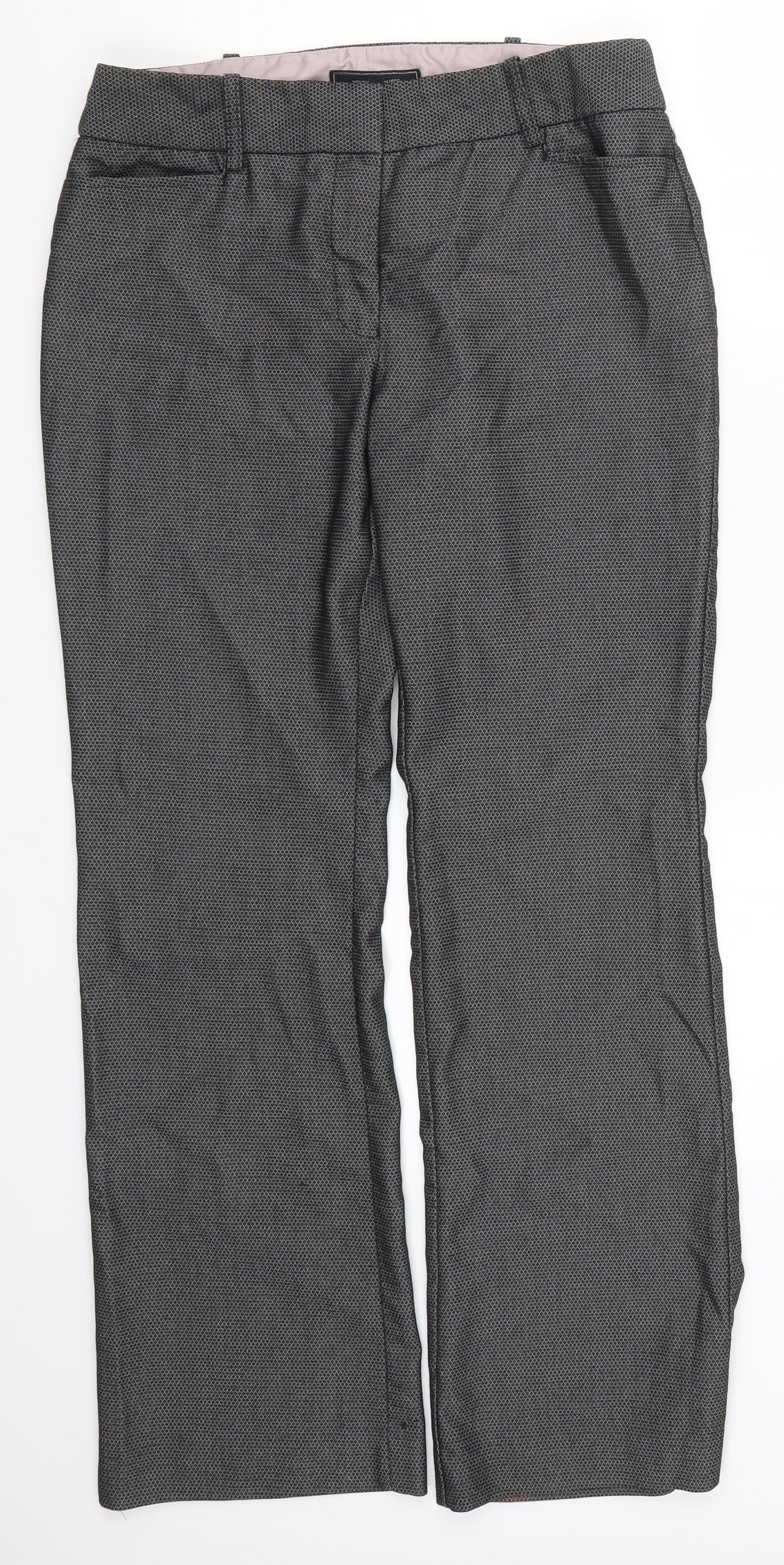 NEXT Womens Grey Geometric  Trousers  Size 10 L29 in