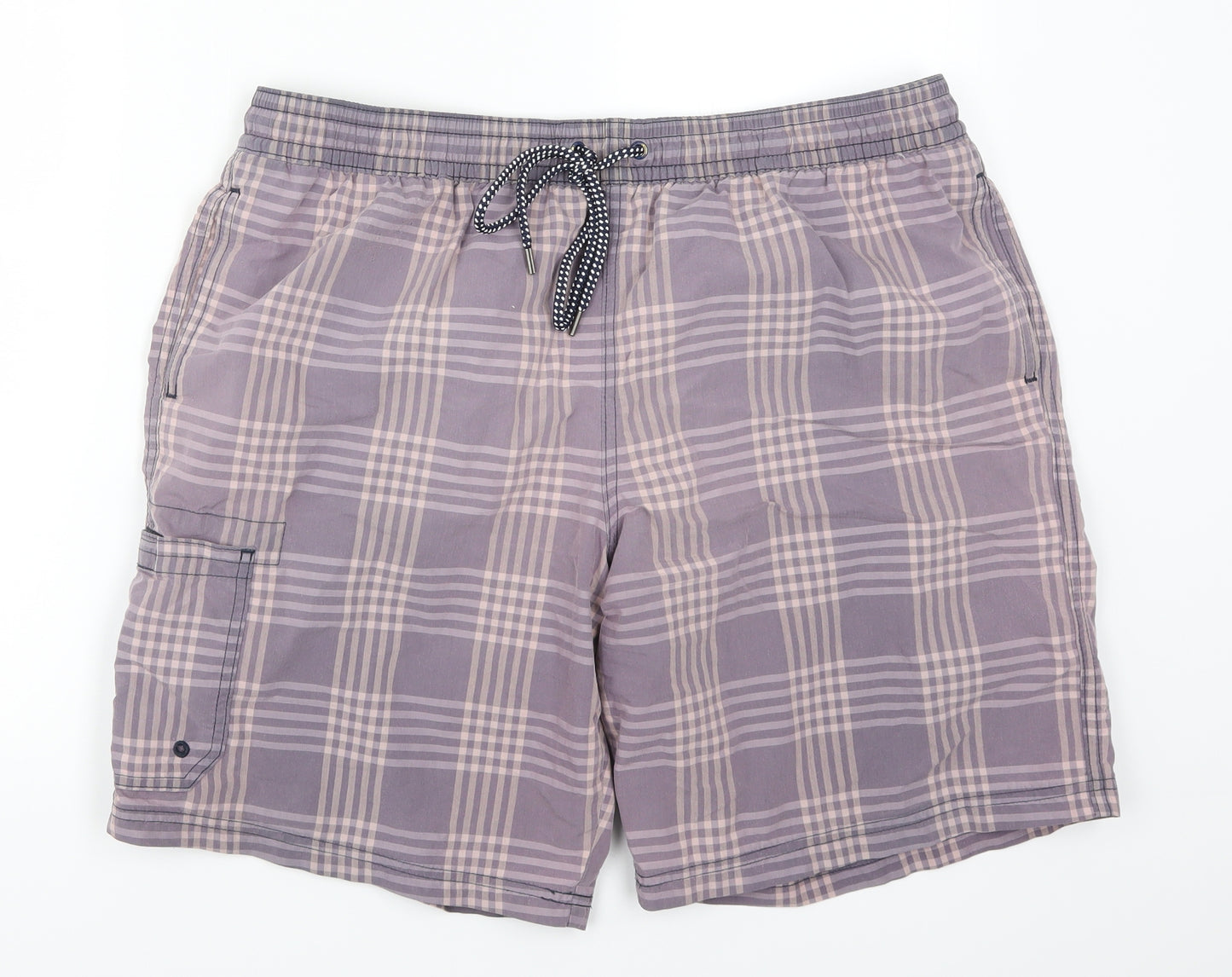Marks and Spencer Mens Purple Check  Athletic Shorts Size XL