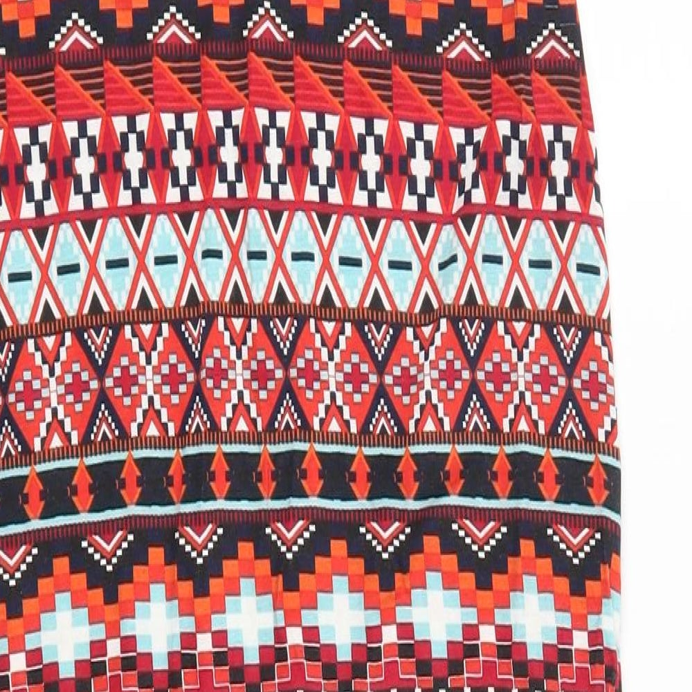 Red Herring Womens Red Geometric  Maxi  Size 8