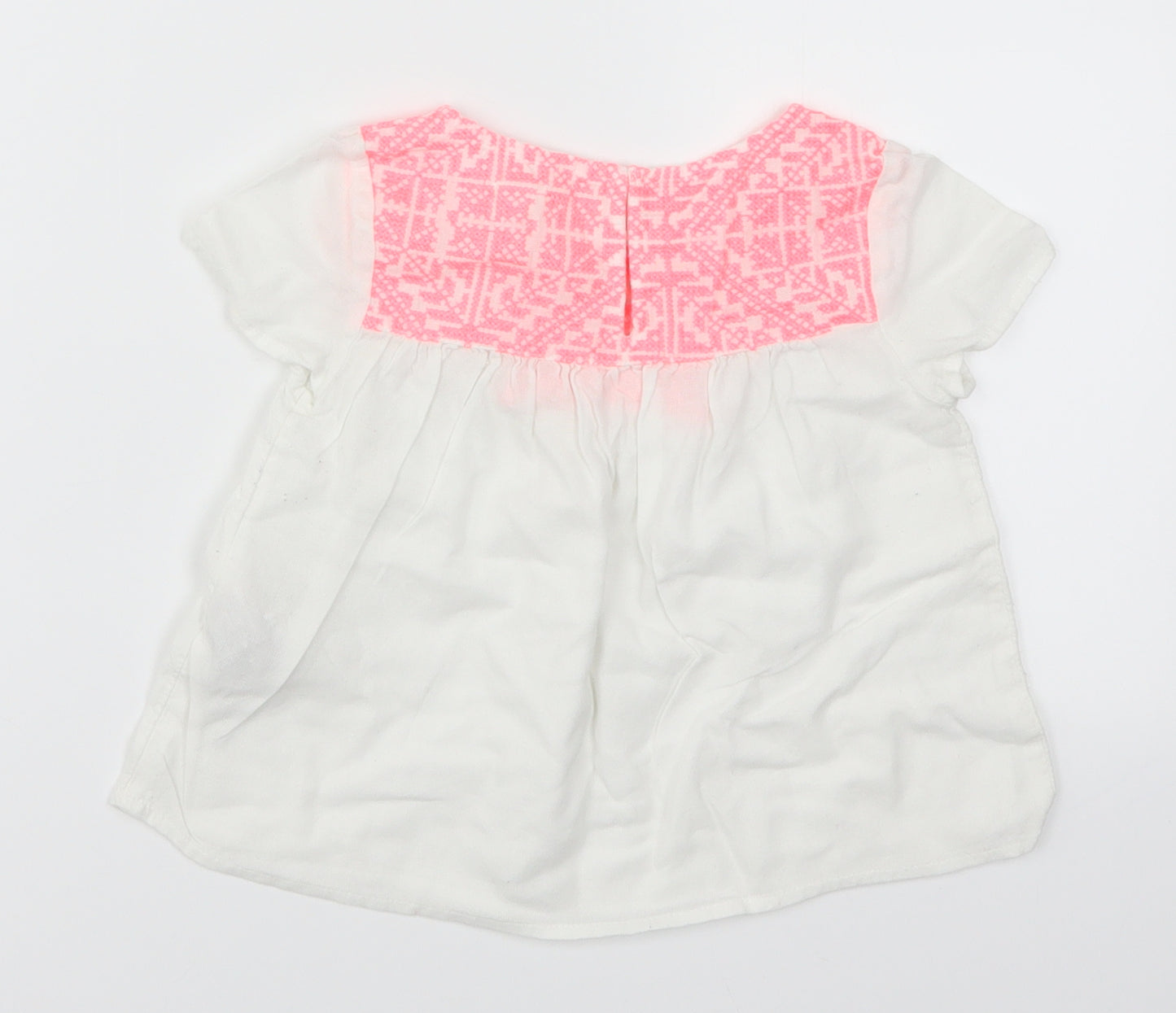 Zara Girls White Geometric  Basic T-Shirt Size 4 Years  - Pink
