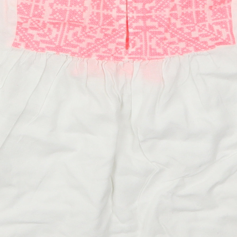 Zara Girls White Geometric  Basic T-Shirt Size 4 Years  - Pink