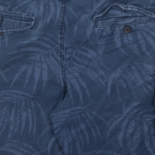 TU Mens Blue  Denim Cargo Shorts Size 36 - Leaf Print