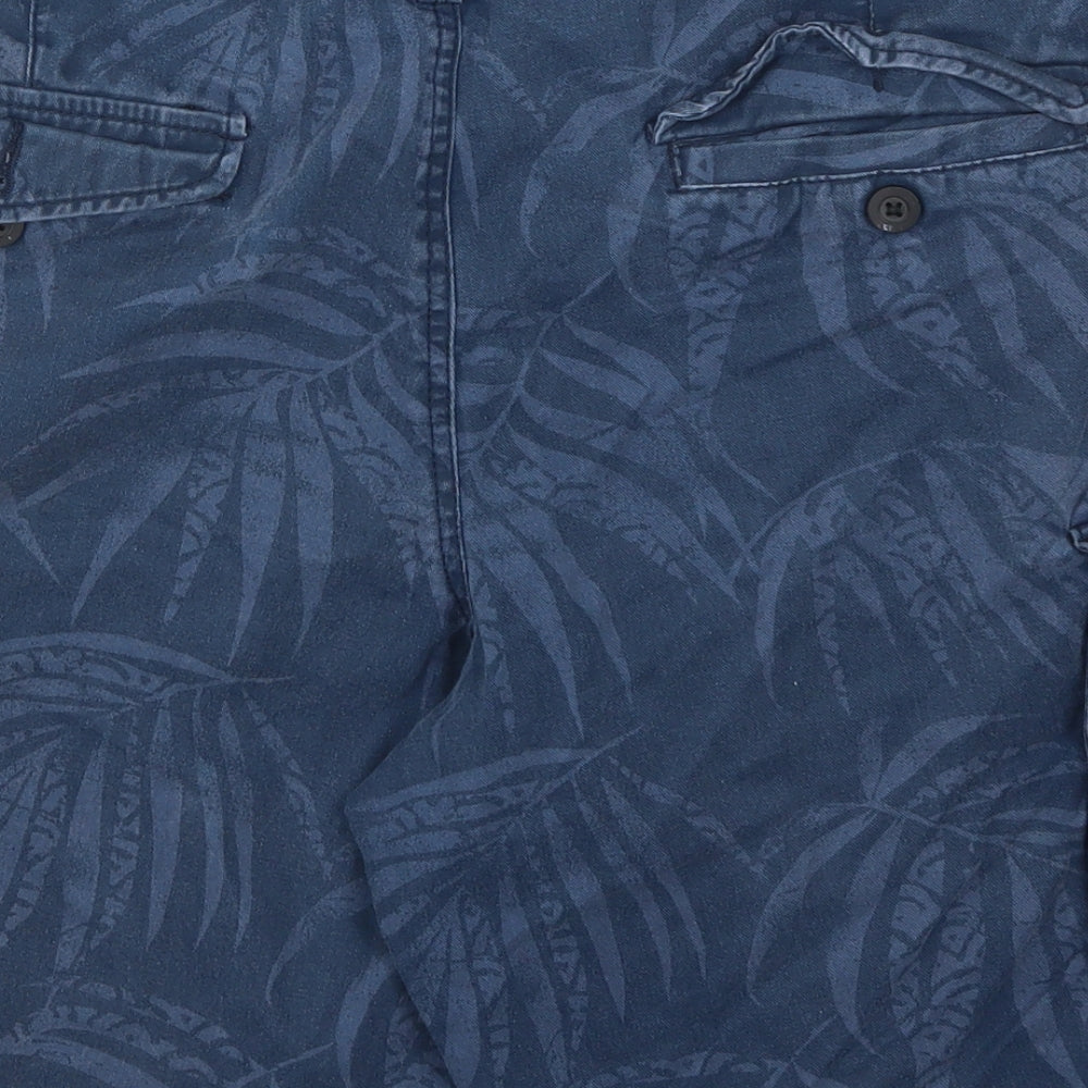 TU Mens Blue  Denim Cargo Shorts Size 36 - Leaf Print