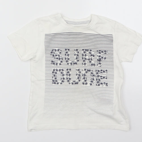 Primark Boys White   Basic T-Shirt Size 18-24 Months  - Surf Dude