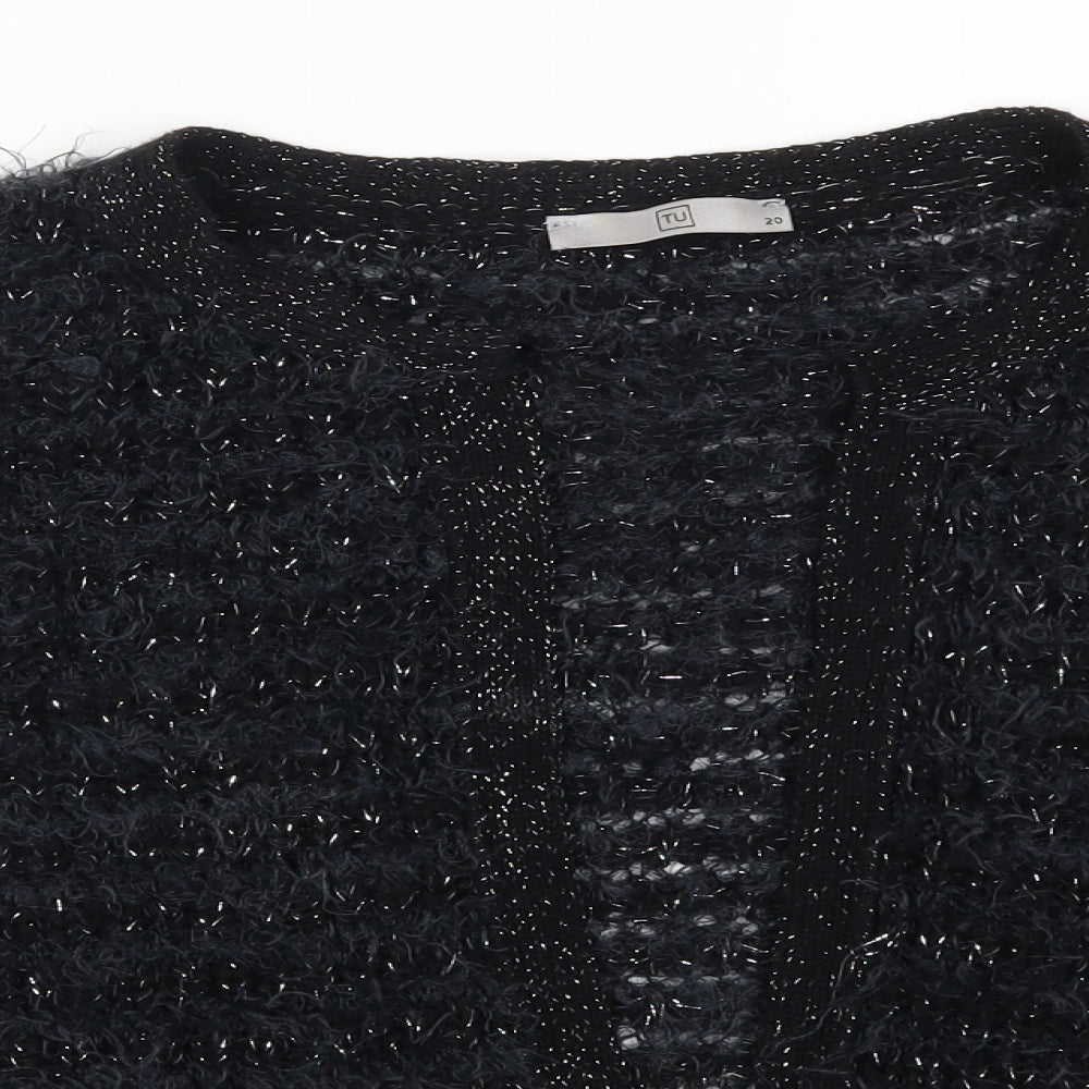 TU Womens Black  Knit Cardigan Jumper Size 20