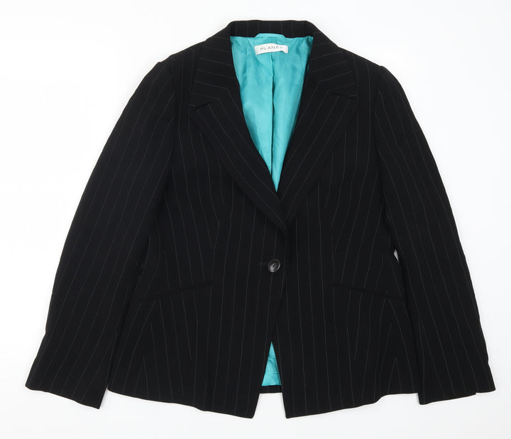 Planet Womens Black Striped Jacket Suit Jacket Size 14