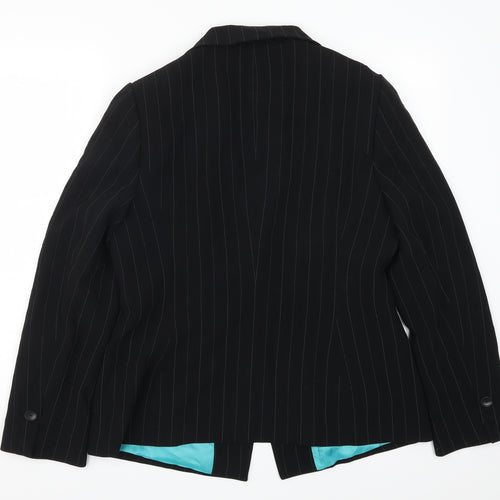 Planet Womens Black Striped  Jacket Suit Jacket Size 14