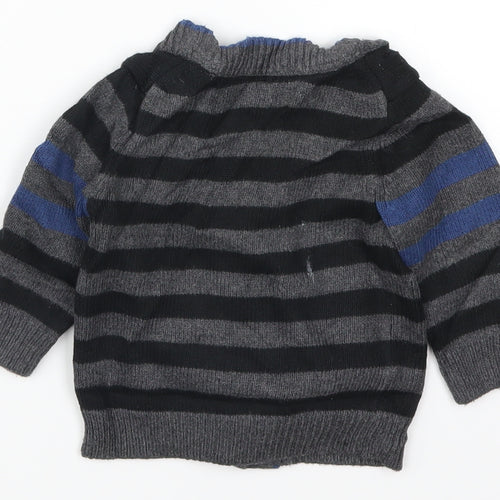 Gap Boys Grey Striped  Cardigan Jumper Size 6-9 Months