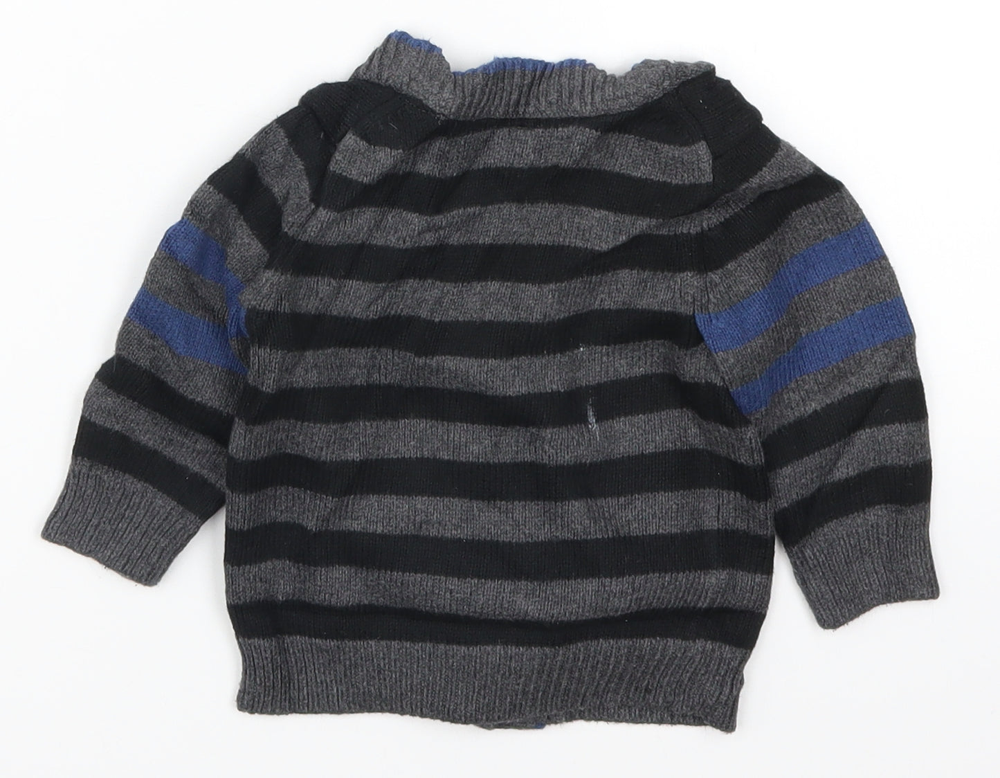 Gap Boys Grey Striped  Cardigan Jumper Size 6-9 Months