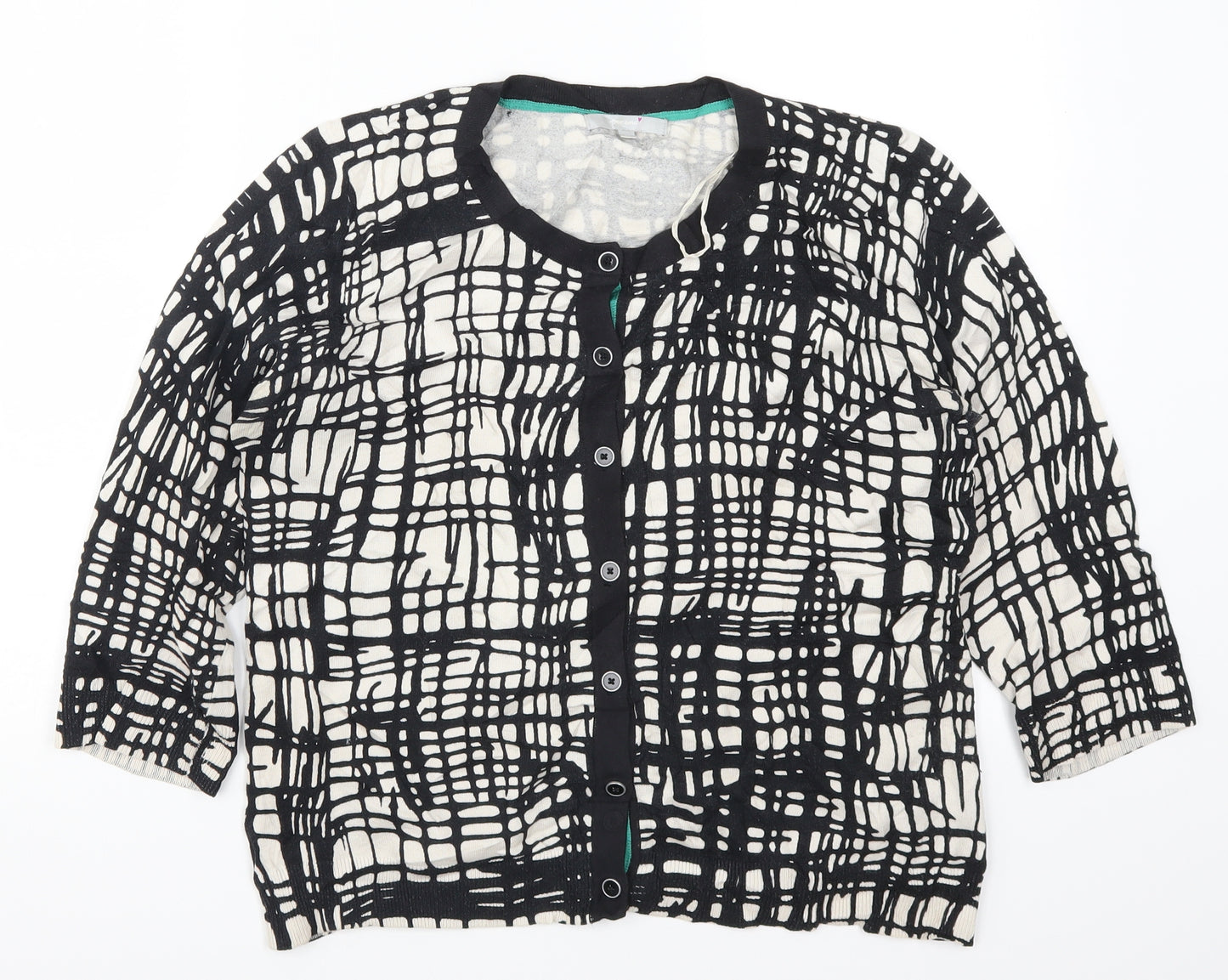 Per Una Womens Black Geometric  Cardigan Jumper Size 12