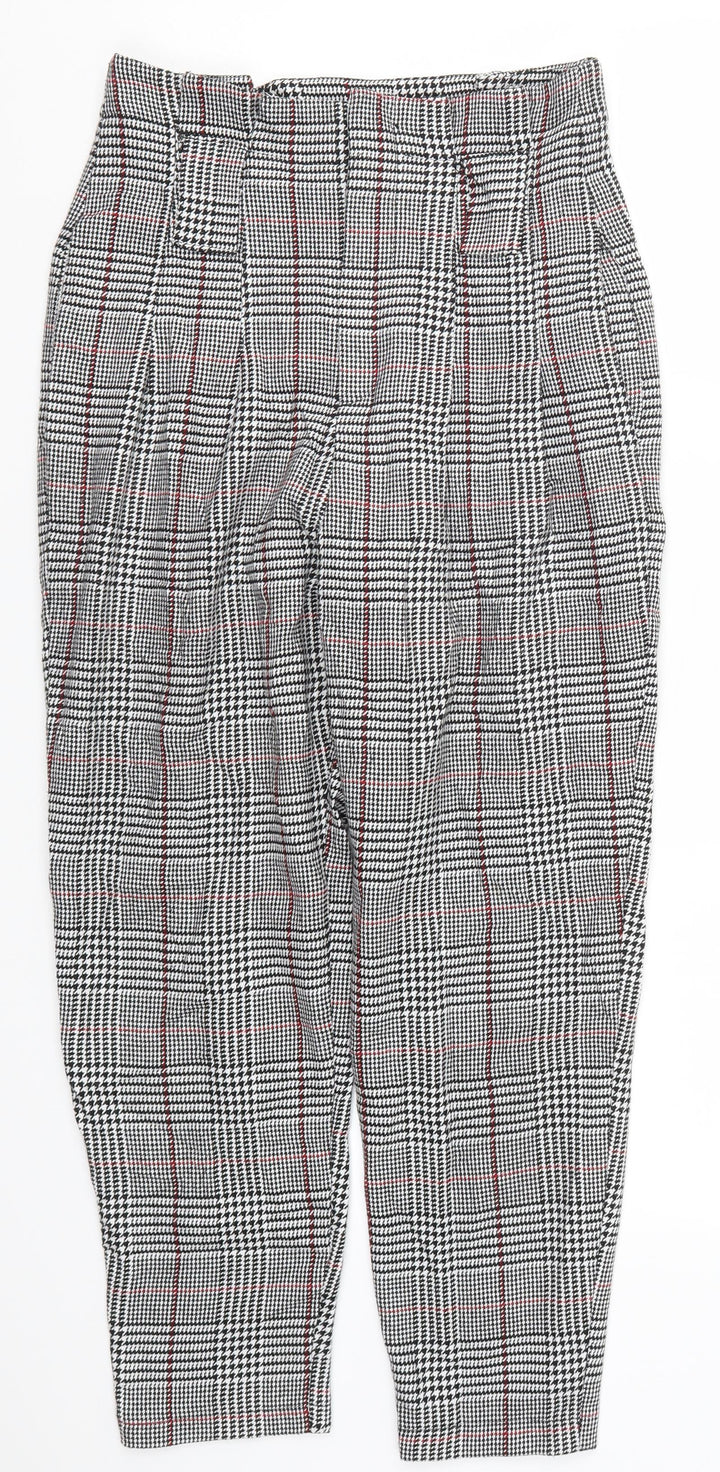 Bershka Womens Grey Houndstooth Trousers Size 10 L24 in