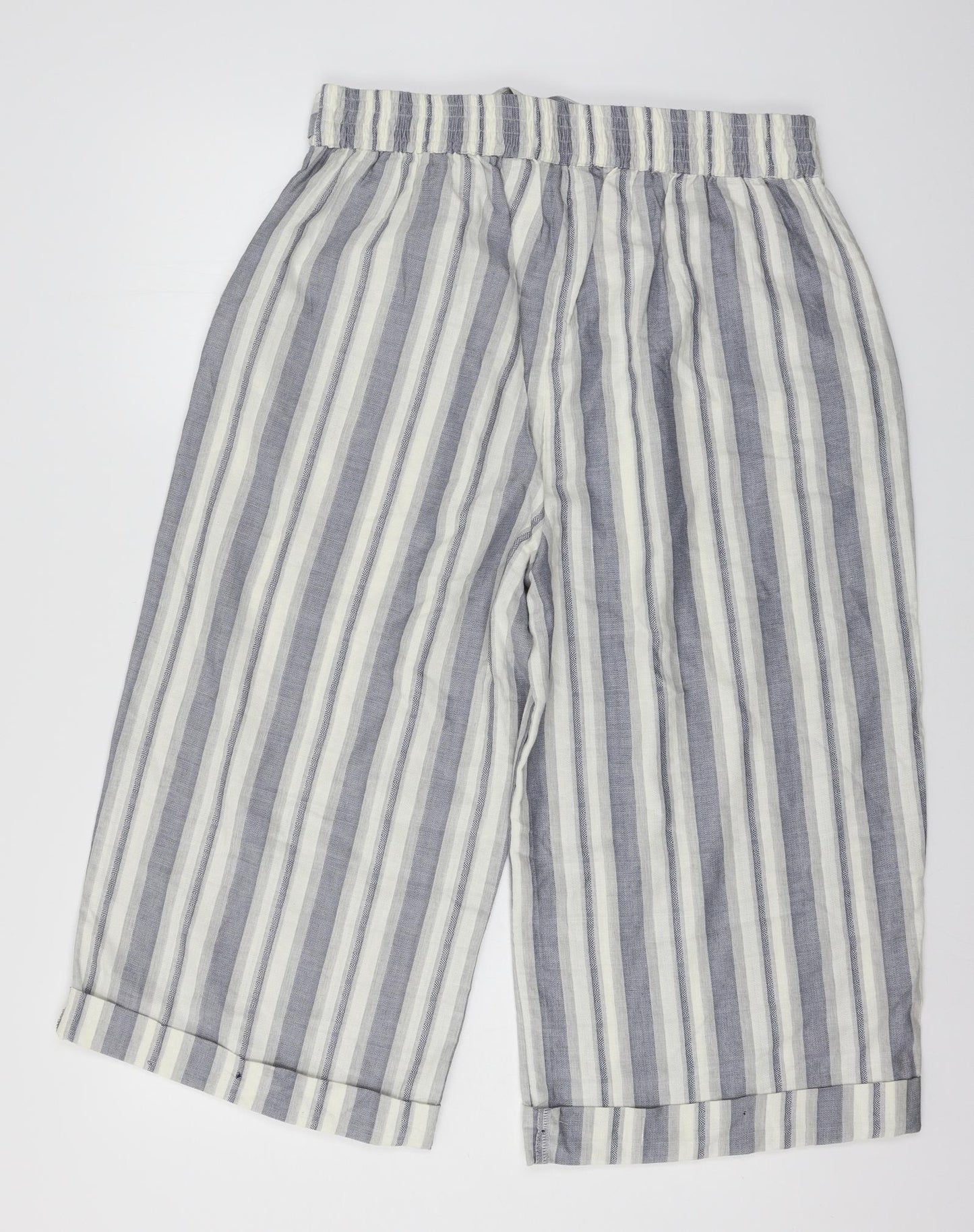 New Look Womens Blue Striped  Cropped Trousers Size 16 L20 in