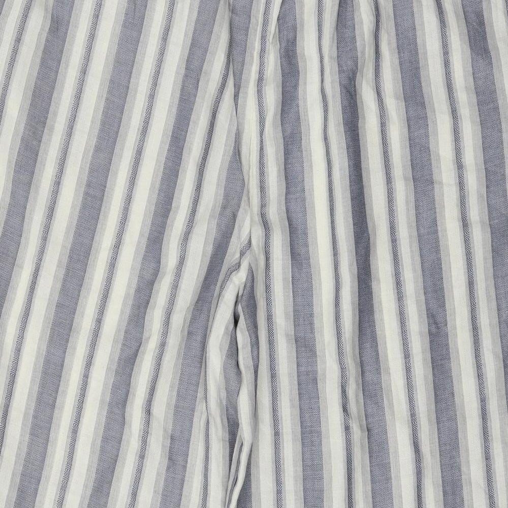 New Look Womens Blue Striped  Cropped Trousers Size 16 L20 in