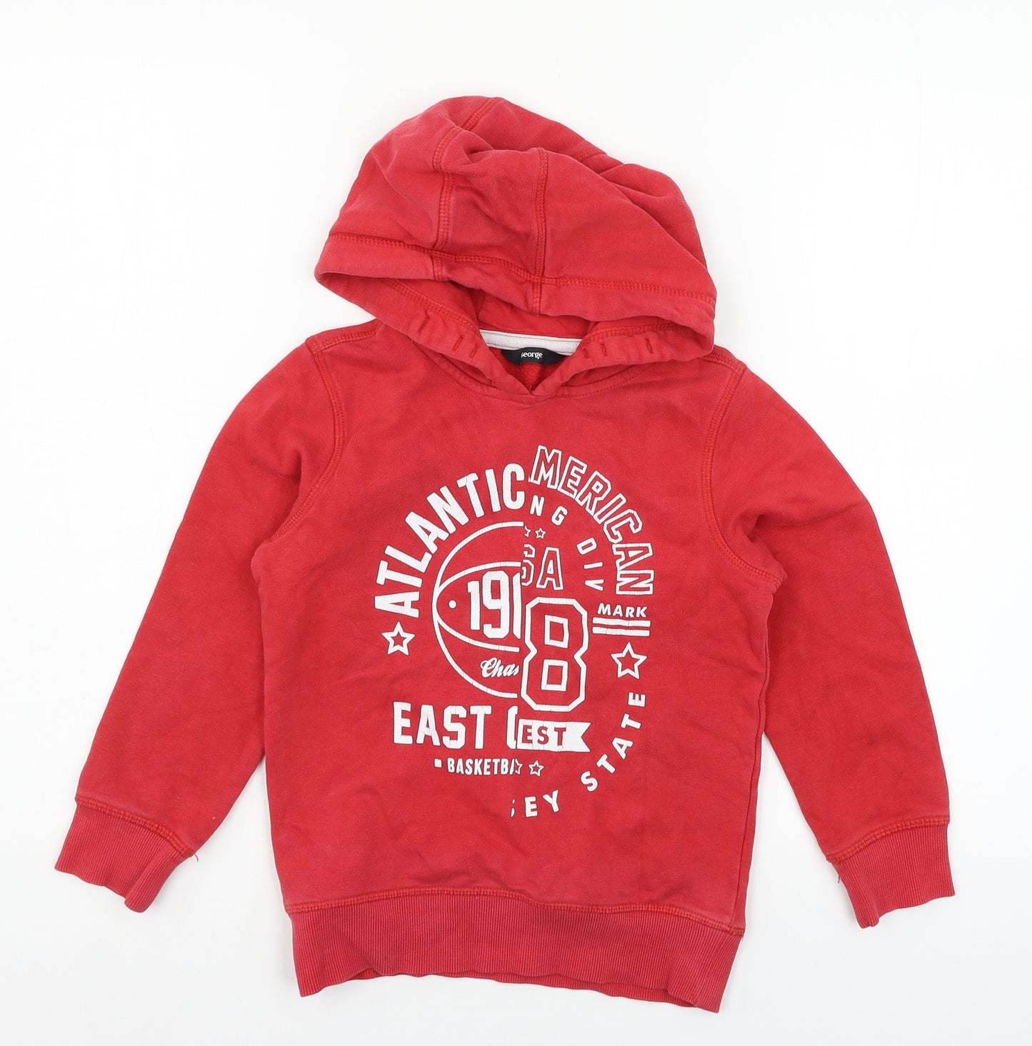 George Boys Red  Jersey Pullover Hoodie Size 6-7 Years  - Atlantic