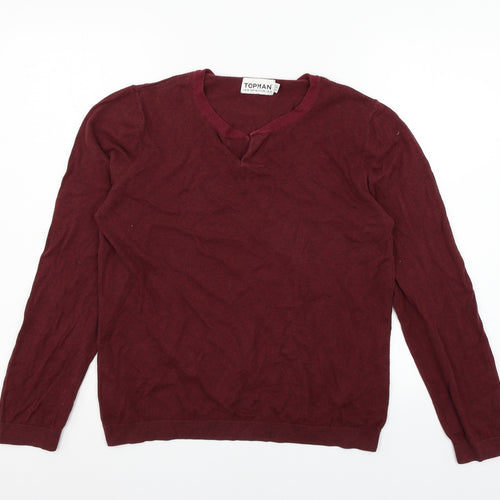 Topman Mens Red  Knit Pullover Jumper Size M