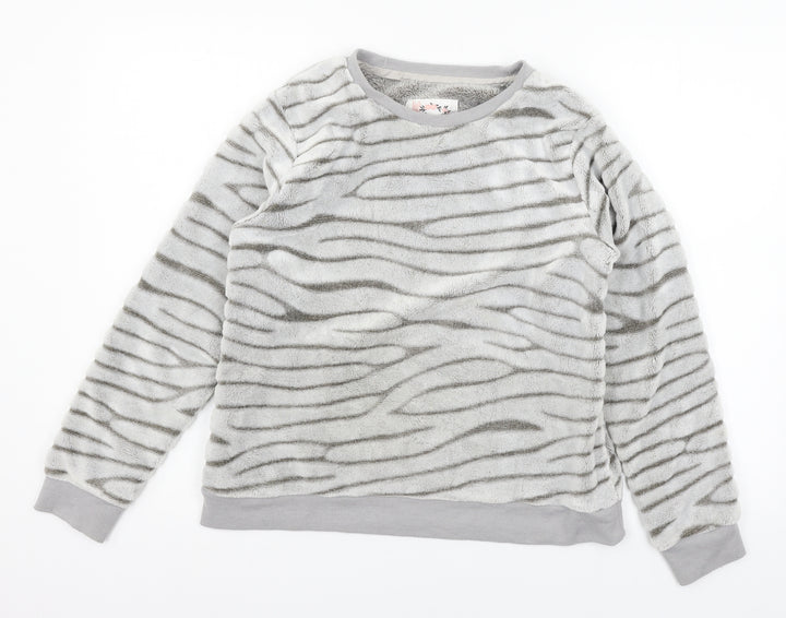 Debenhams Womens Grey Striped Microfibre Top Pyjama Top Size 8