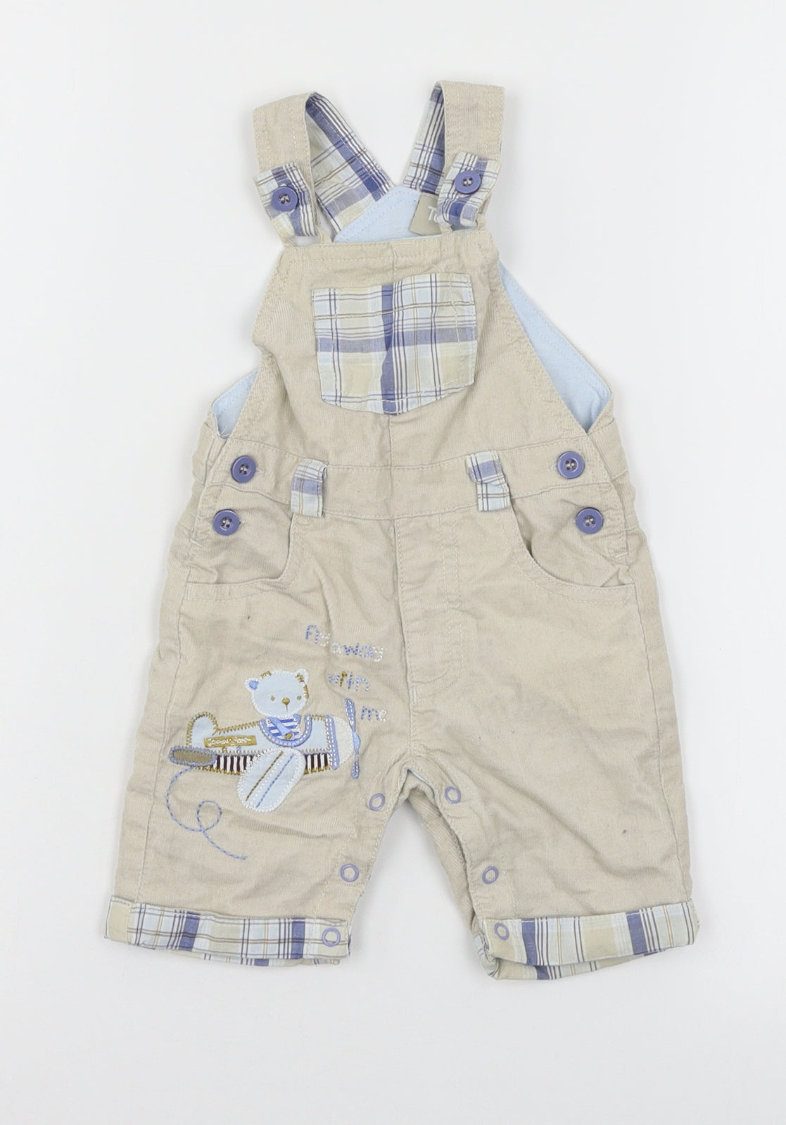 TU Boys Ivory Geometric Corduroy Dungaree Outfit/Set Size 0-3 Months  - Cat