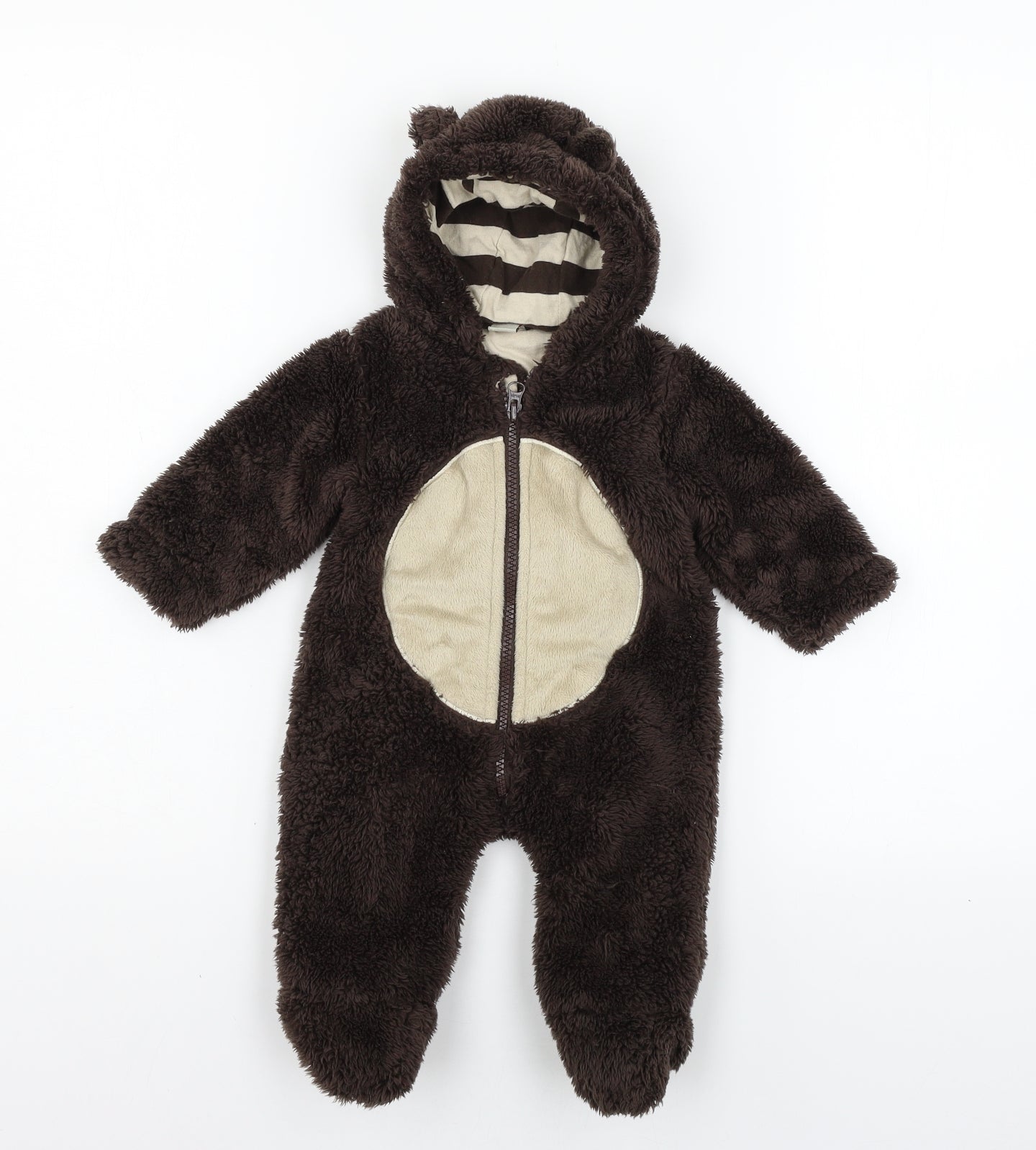 TU Boys Brown Solid Microfibre Cami One Piece Size 0-3 Months  - Bear