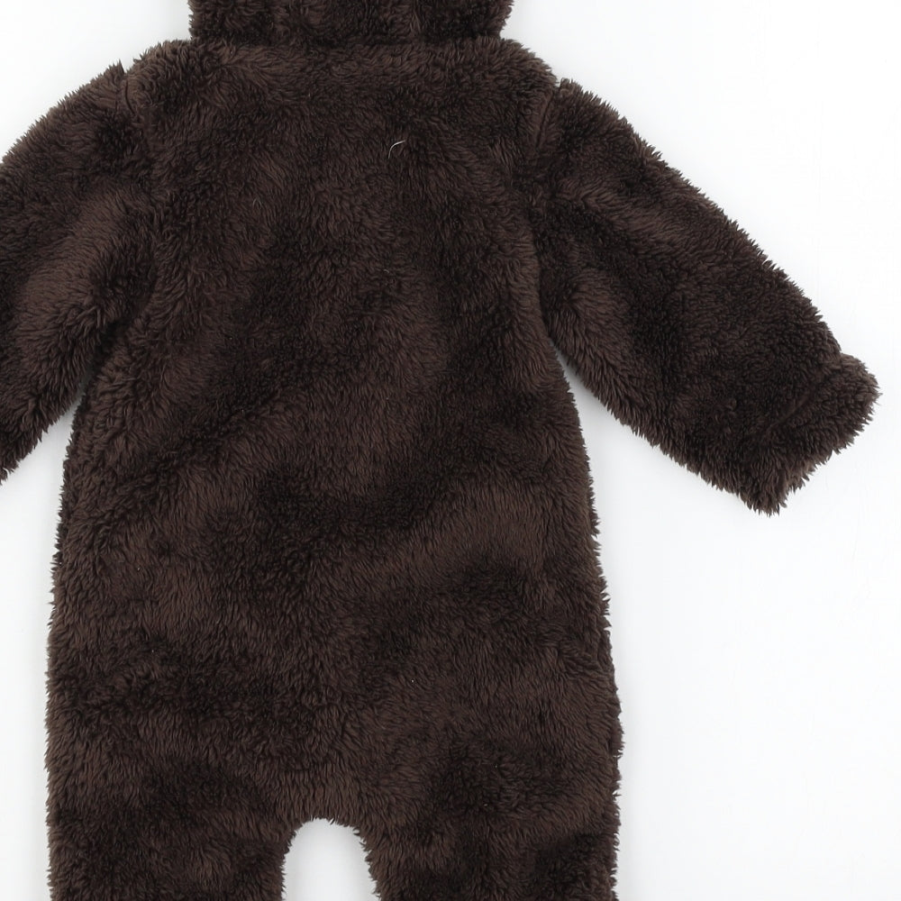 TU Boys Brown Solid Microfibre Cami One Piece Size 0-3 Months  - Bear