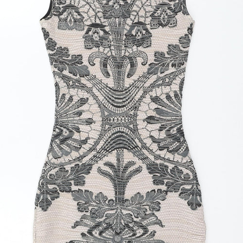 Lipsy Womens Pink Geometric Jersey Bodycon  Size 6