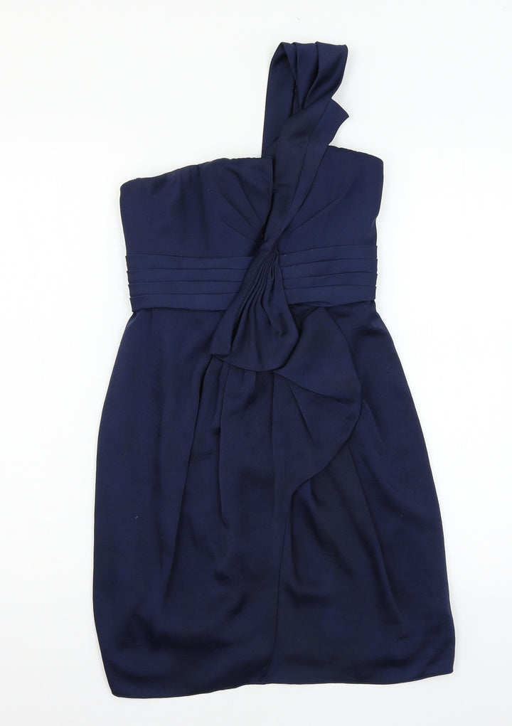 BCBGMAXAZRIA Womens Blue  Satin Bodycon  Size S