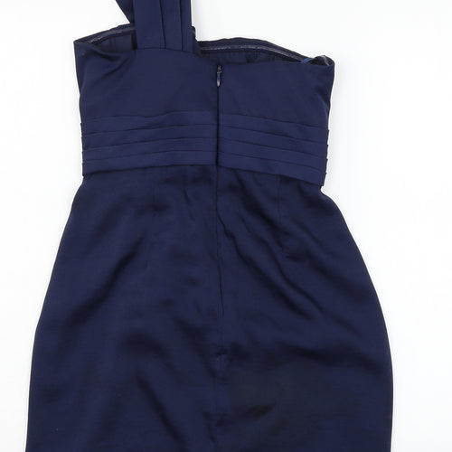 BCBGMAXAZRIA Womens Blue  Satin Bodycon  Size S