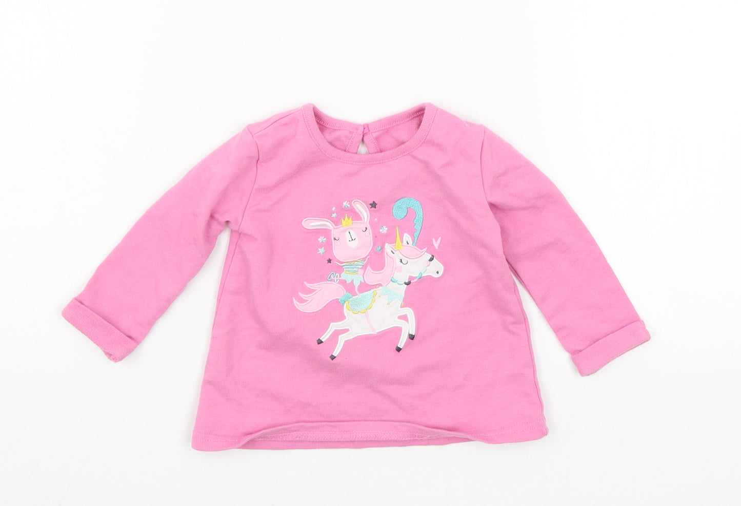 Preworn Girls Pink  Jersey Basic T-Shirt Size 6-9 Months  - Rabbit