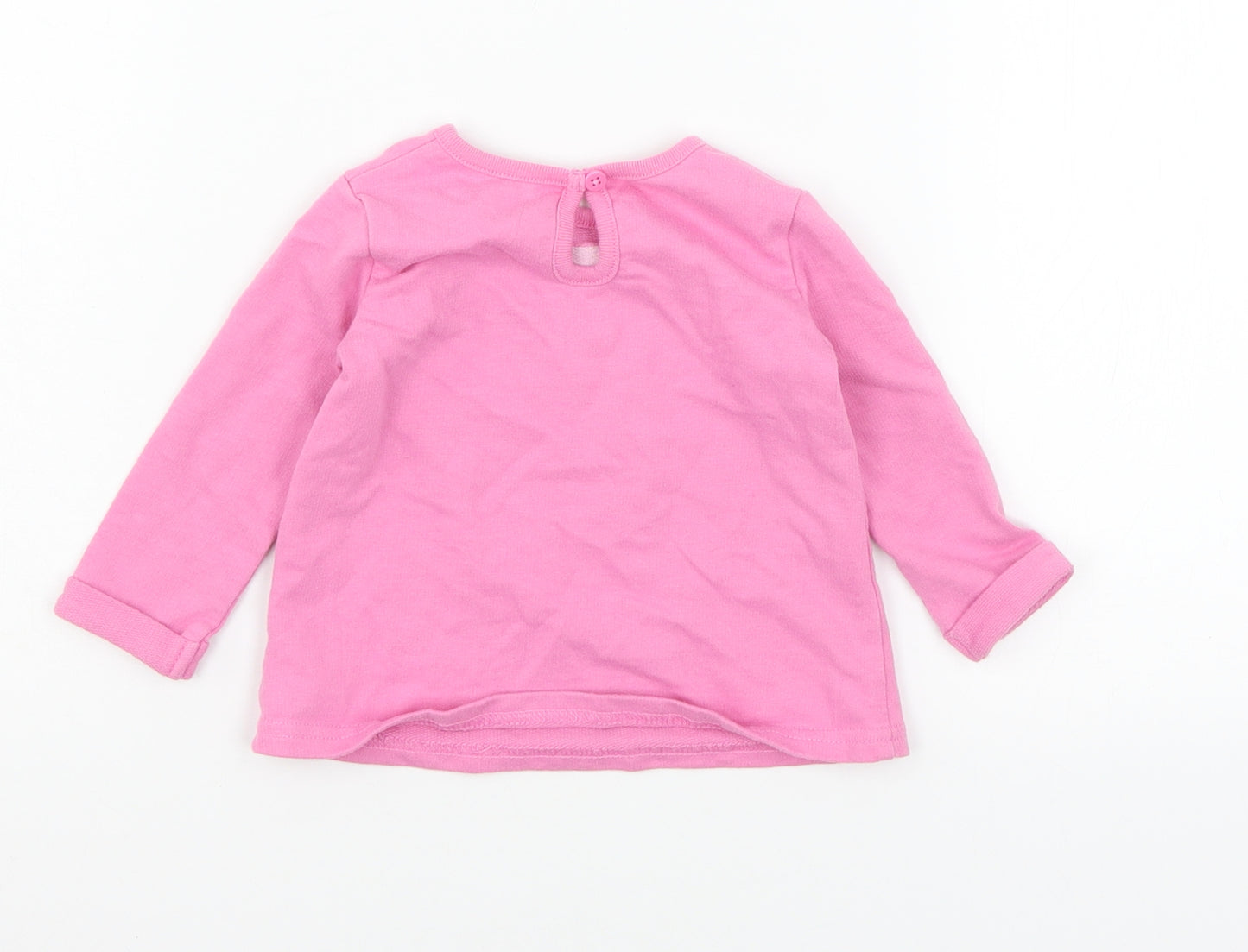 Preworn Girls Pink  Jersey Basic T-Shirt Size 6-9 Months  - Rabbit