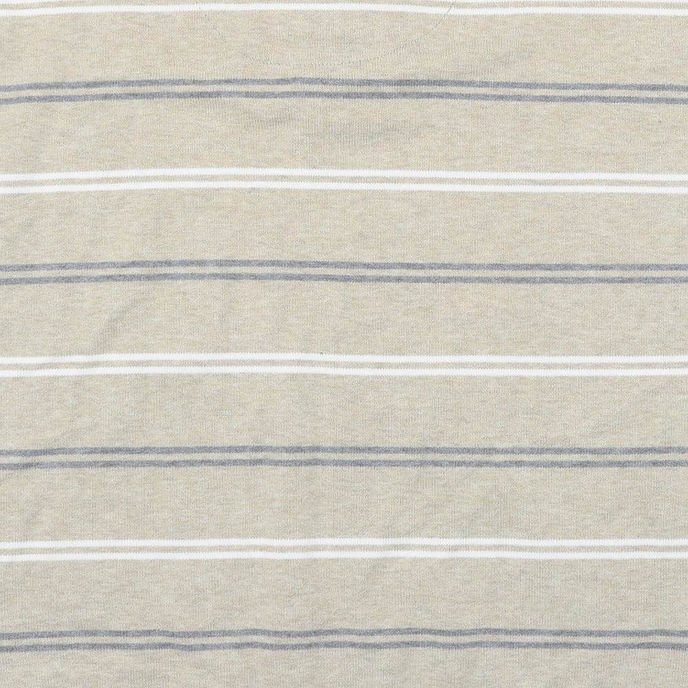 Blue Harbour Mens Beige Striped Jersey  Polo Size L