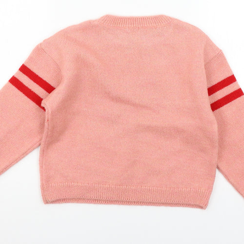 NEXT Girls Pink  Knit Pullover Jumper Size 9 Years  - Love heart