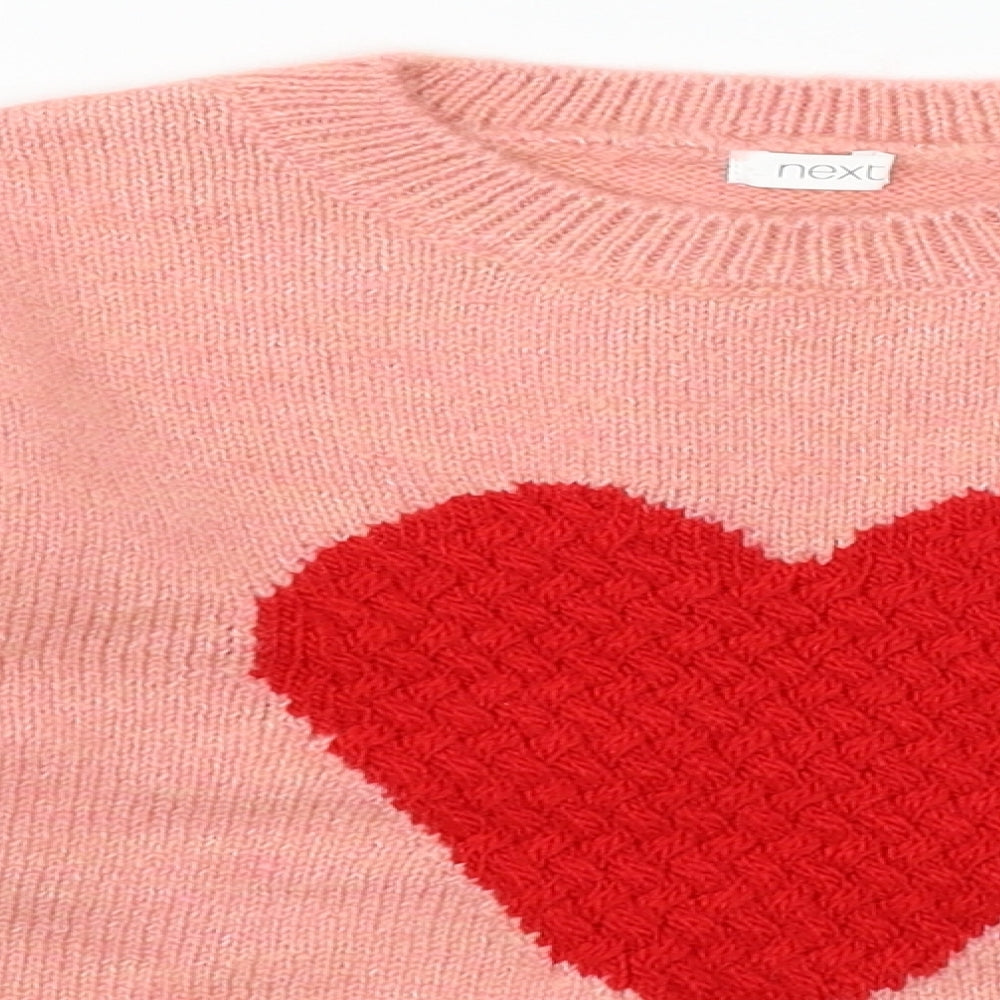 NEXT Girls Pink  Knit Pullover Jumper Size 9 Years  - Love heart