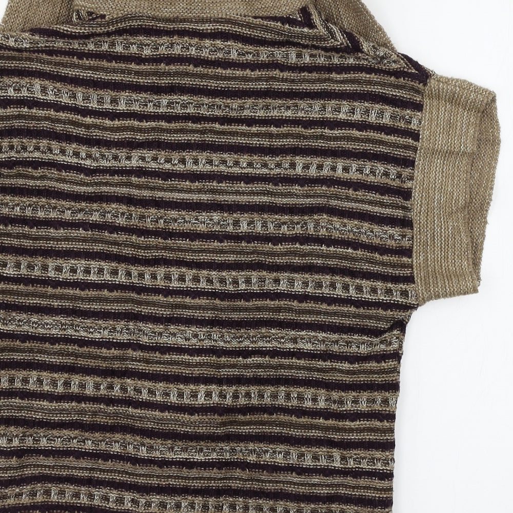 Warehouse Womens Brown Striped Knit Cardigan Jumper Size 6