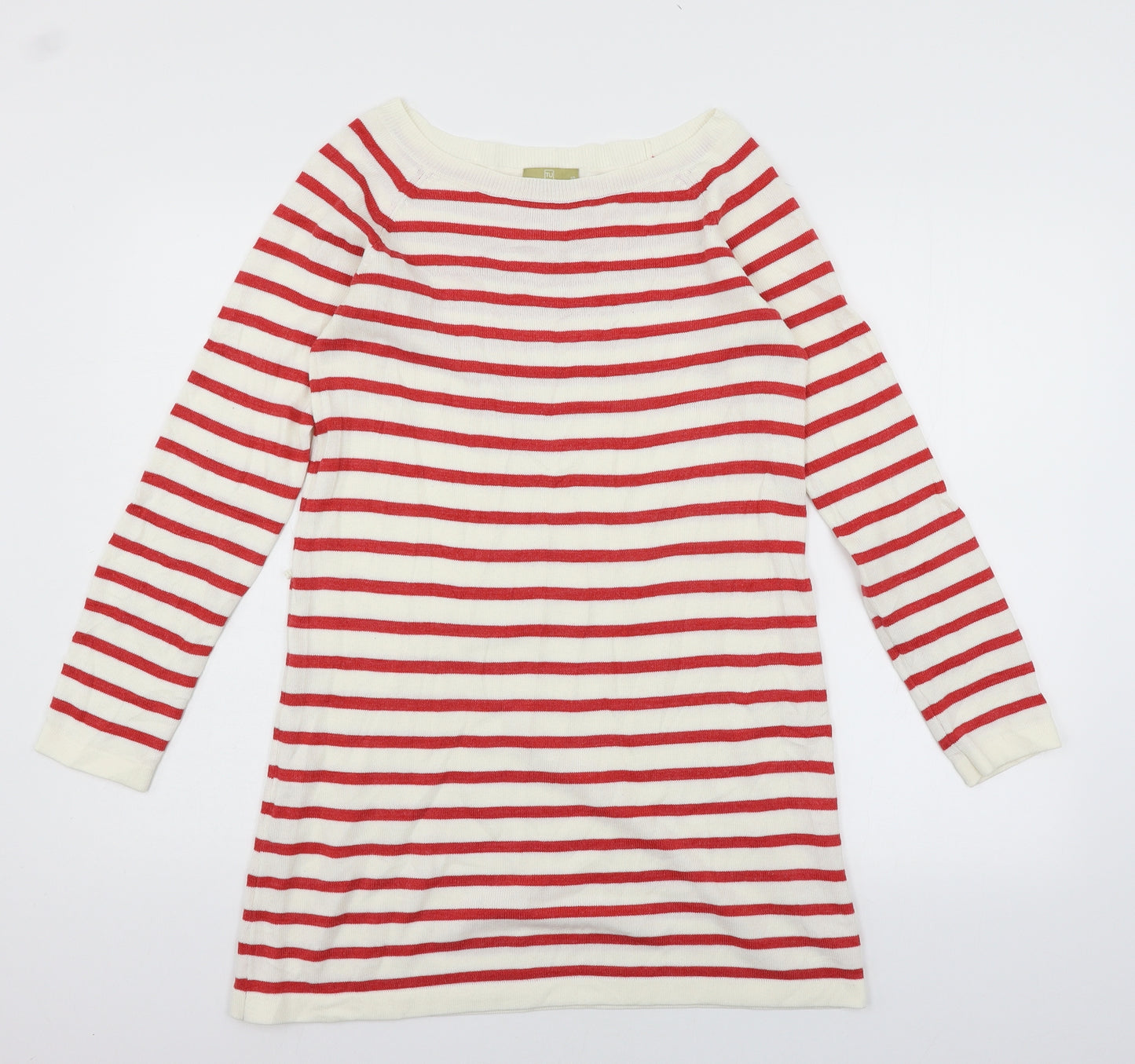 TU Womens Ivory Striped Knit Jumper Dress  Size 10