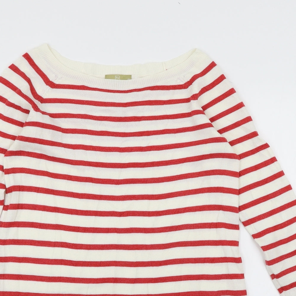 TU Womens Ivory Striped Knit Jumper Dress  Size 10