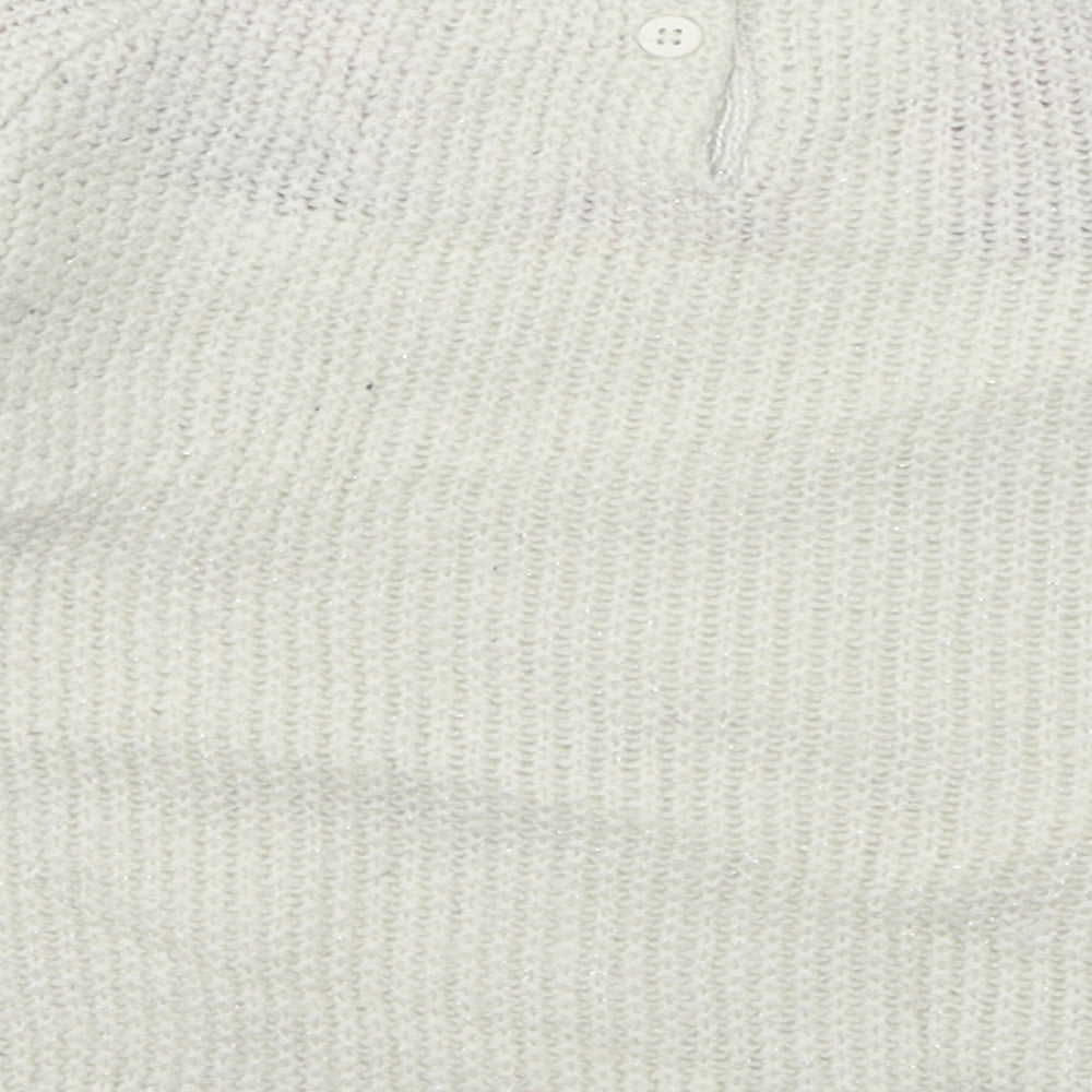 Matalan Girls White Floral Knit Pullover Jumper Size 3-4 Years